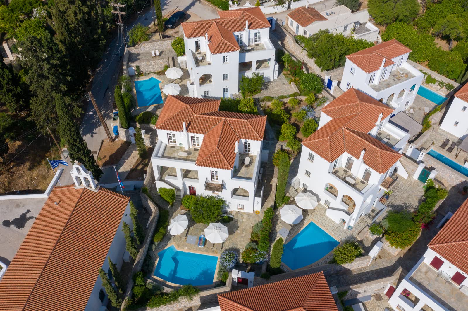 Aerial view of the villas